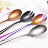 1010 Stainless Steel Public Spoon Salad Salad Spoon Torus Colorful Fork Spoon Gold Plating Salad Spoon Fork Food