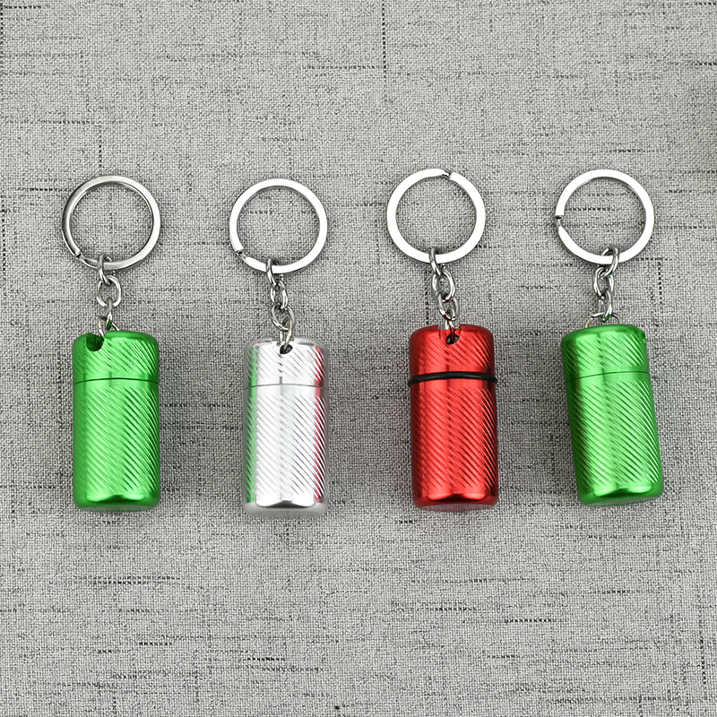 厂家批发铝合金便携密封收纳瓶迷你钥匙扣挂瓶防水金属罐子