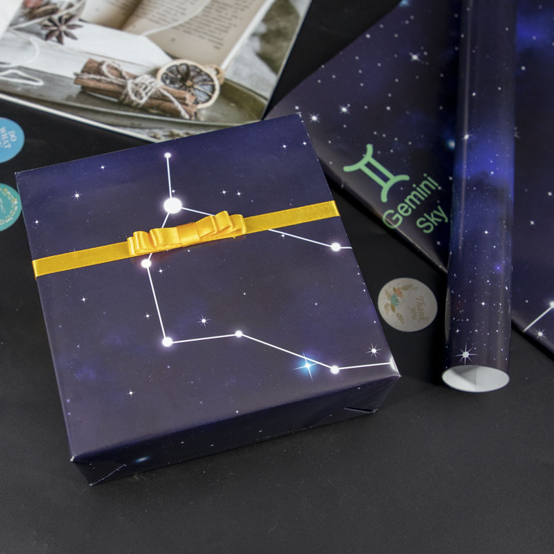 Doce constelaciones cumpleaños Navidad regalo caja de regalo Cielo Estrellado papel de embalaje DIY hecho a mano decorativo cubierta de libro de papel de color