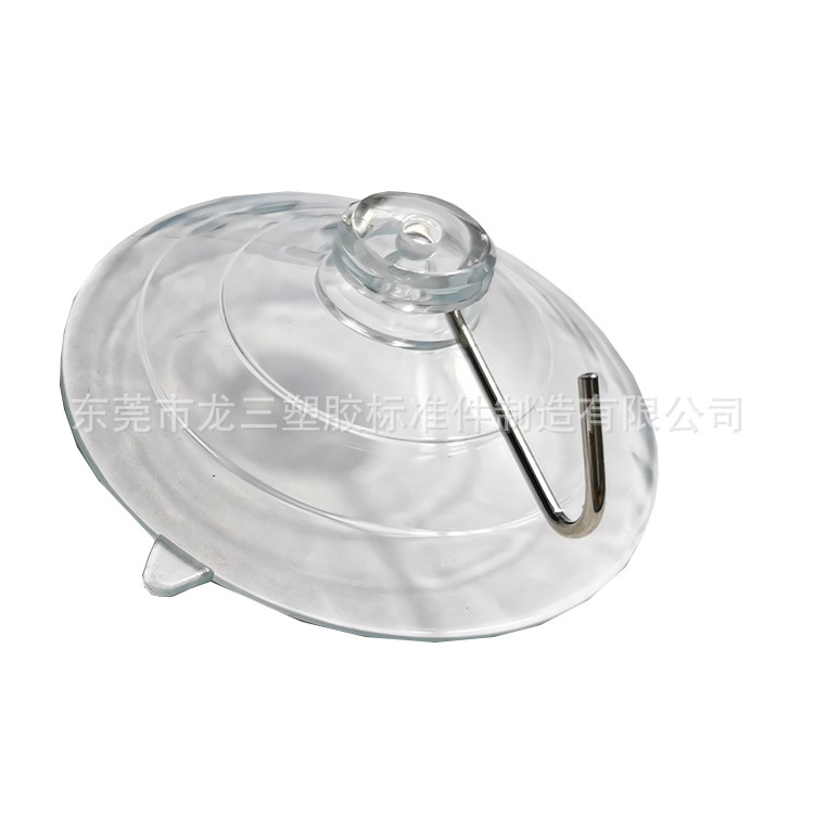 Longsan Plastics Factory supplies 60mm PVC transparent suction cup hooks for bird feeders.