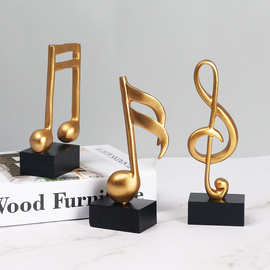 厂货直销金色音乐音符树脂工艺品五线谱音符模型钢琴房音乐展厅