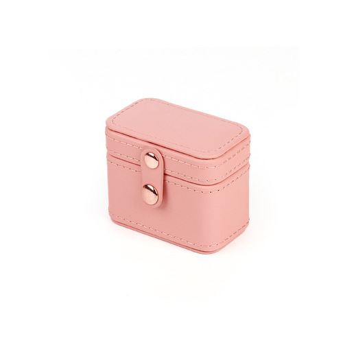 Mini Button Ring Box PU Leather Jewelry Storage Box Earring Display Ins Portable Accessory Box Xiaohongshu Style