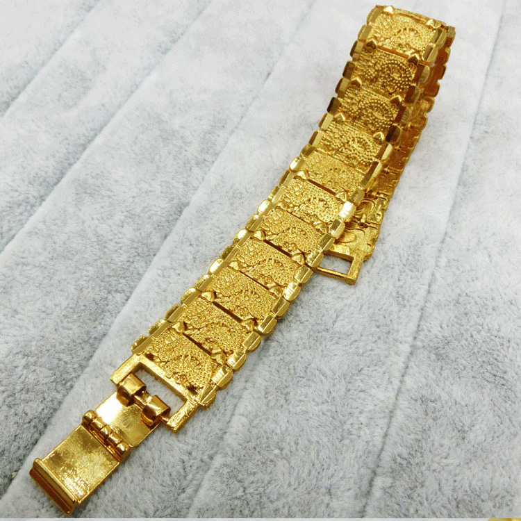 高仿黄金龙纹手链 纯黄铜加工打造镀金首饰男士 越南沙金手表链