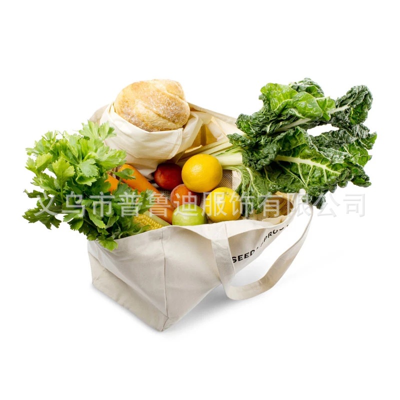 6 bolsillos bolsa de algodón de frutas y verduras bolso de gran capacidad compartimento supermercado bolsa de compras bolso de hombro