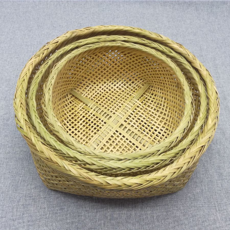 家用馒头筐圆形竹编筐水果篮洗菜簸箕筛编织工艺品厂家批发大圆框