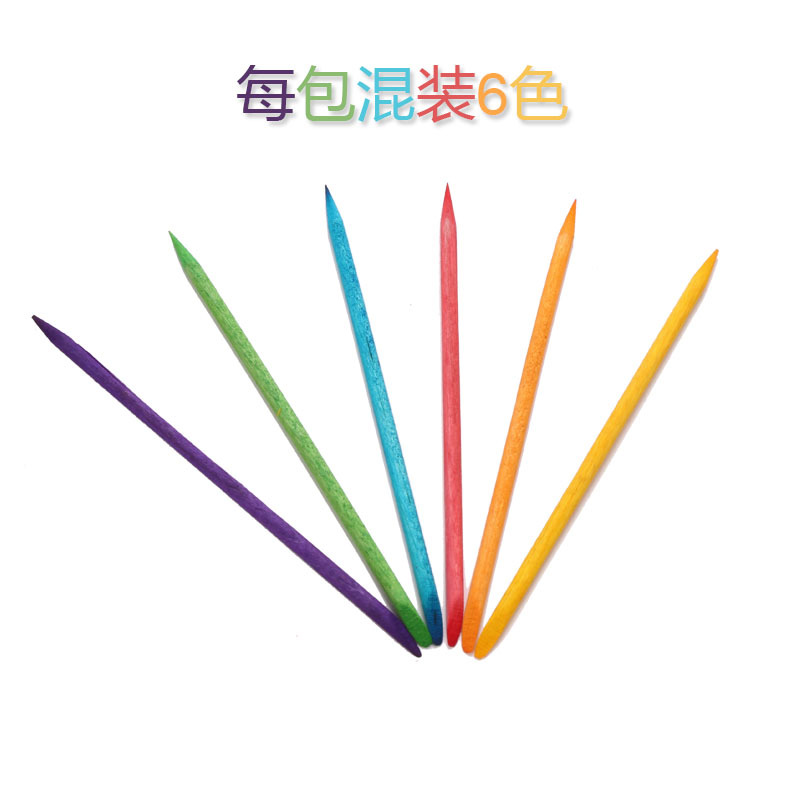 Color de uñas naranja palo belleza palo de madera piel muerta empuje taladro palo de doble cabeza naranja palo 100 bolsas multicolor mezclado