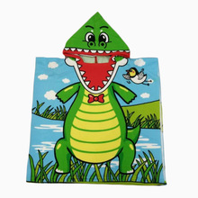 儿童浴巾斗篷卡通印花浴衣超细纤维海边浴袍连帽沙滩巾230GSM锁边