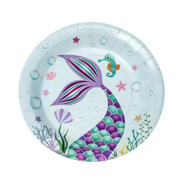 Mermaid tail 7-inch paper plate*10