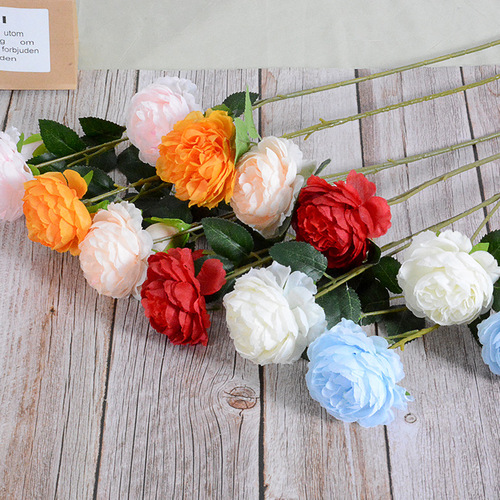 3-head European peony European core-packed peony artificial flower fake flower wedding photo studio decoration western rose manufacturer wholesale