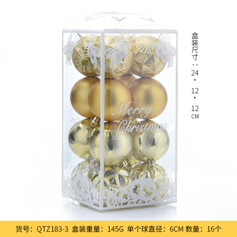 Juego de bolas navideñas irregulares de plástico mate de 6 cm, decoración para árbol de Navidad, bolas colgantes en un cubo