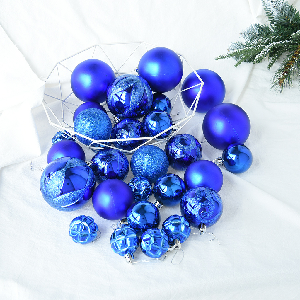 Bola de Navidad de 30 piezas 4/6/8cm mezclado árbol de Navidad bola decorativa cinta caja de regalo traje plástico BOLA DE Navidad