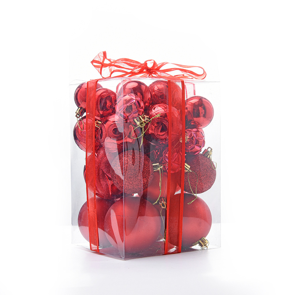 Bola de Navidad de 30 piezas 4/6/8cm mezclado árbol de Navidad bola decorativa cinta caja de regalo traje plástico BOLA DE Navidad
