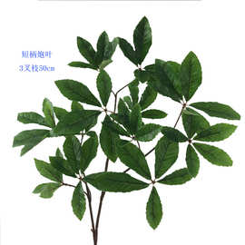 仿真树叶子夏栎植物四叉短柄炮叶栎树青杠叶橡果树青冈叶厂家批发