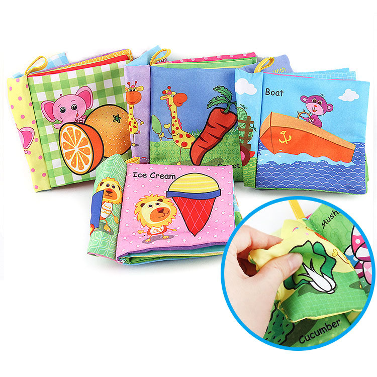 Exportación transfronteriza libro de tela para bebés juguetes de educación temprana para bebés cognición inglesa lavable papel sin lágrimas BB llamada