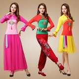 婷姿媄 Демисезонный флисовый комплект, этнический лонгслив, костюм, этнический стиль