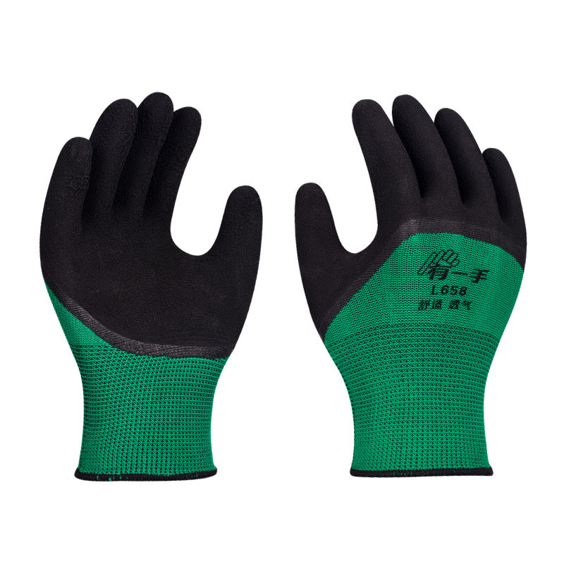 Dengsheng L658 guantes de trabajo hembra goma Protección Laboral antideslizante manejo espuma de látex transpirable trabajo de construcción de los hombres