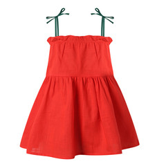 Women's Children's Fashion Summer New Girls' Dress, Kids' Korean-style Contrast-color Suspender Skirt, Solid-color Toddler Skirt for Little Girls