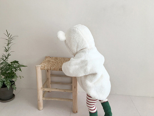 Ins Winter double-sided velvet jumpsuit for boys and girls, Christmas outfit, New Year red coat, long-sleeved romper, outdoor clothing