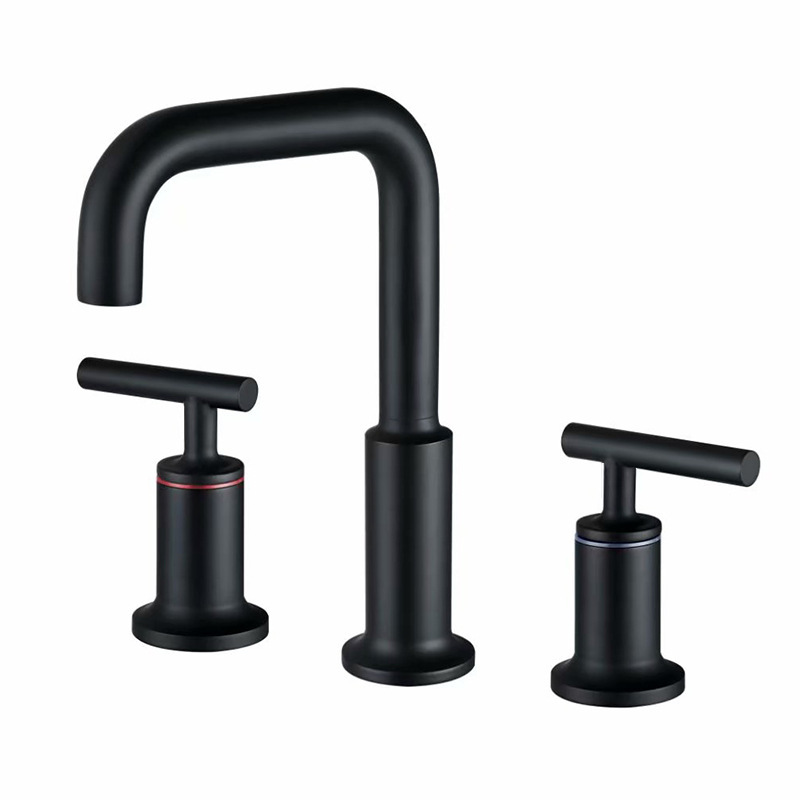 Cross-border basin faucet three-hole faucet hot and cold water bathroom basin 8 inch American rotating black brushed gold manufacturers