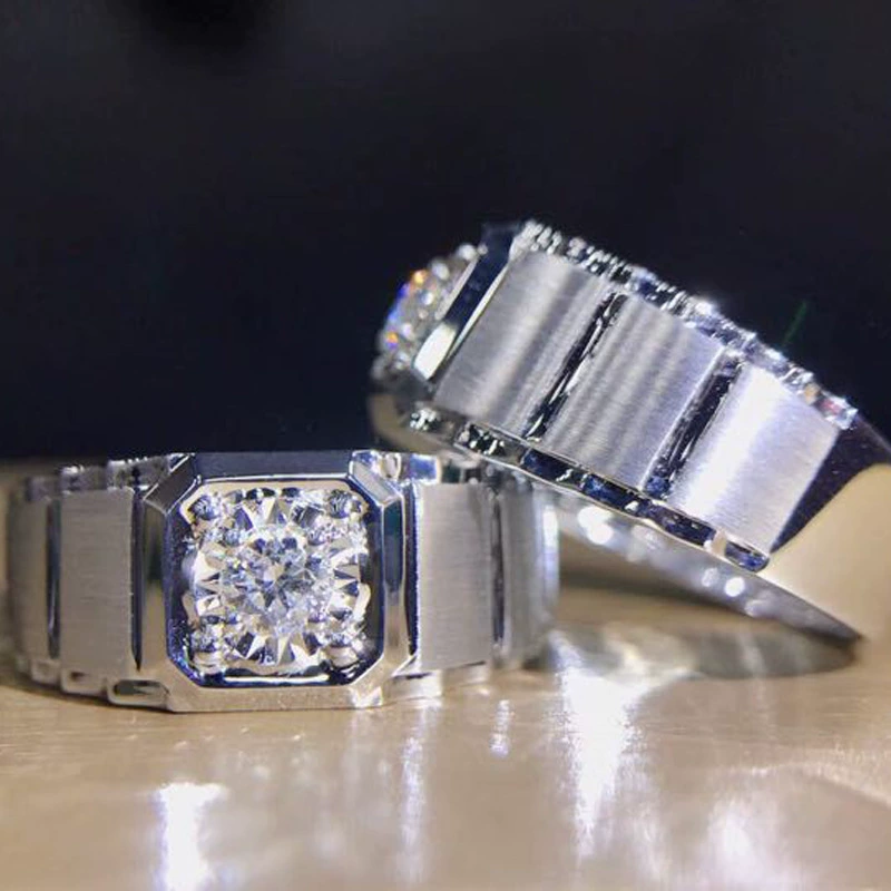 Мужское южноафриканское кольцо с бриллиантом Настоящее золото Настоящие бриллианты Натуральные бриллианты Кольцо с настоящим бриллиантом Мода 18K Платиновое кольцо с бриллиантом оптом