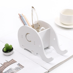 Creative Elephant Phone Stand Multi-functional Desk Office Stationery Cartoon Pen Holder Cute Wooden Desk Storage Box