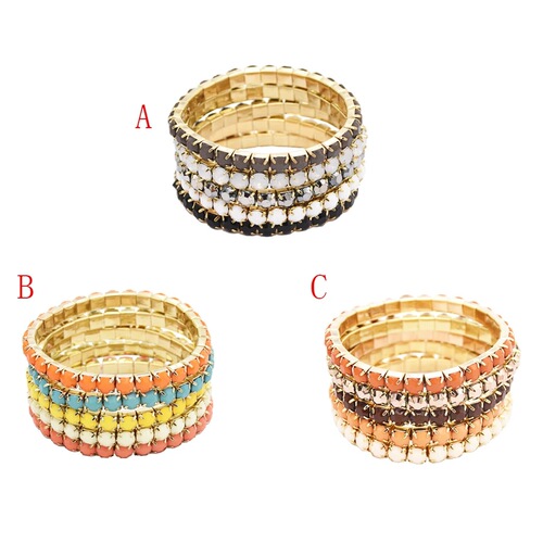 Direct Factory Sale Celebrity Street Style Layered Fresh Girl Exaggerated Five-Set Multi-Strand Acrylic Color Bracelets