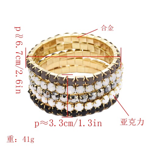 Direct Factory Sale Celebrity Street Style Layered Fresh Girl Exaggerated Five-Set Multi-Strand Acrylic Color Bracelets