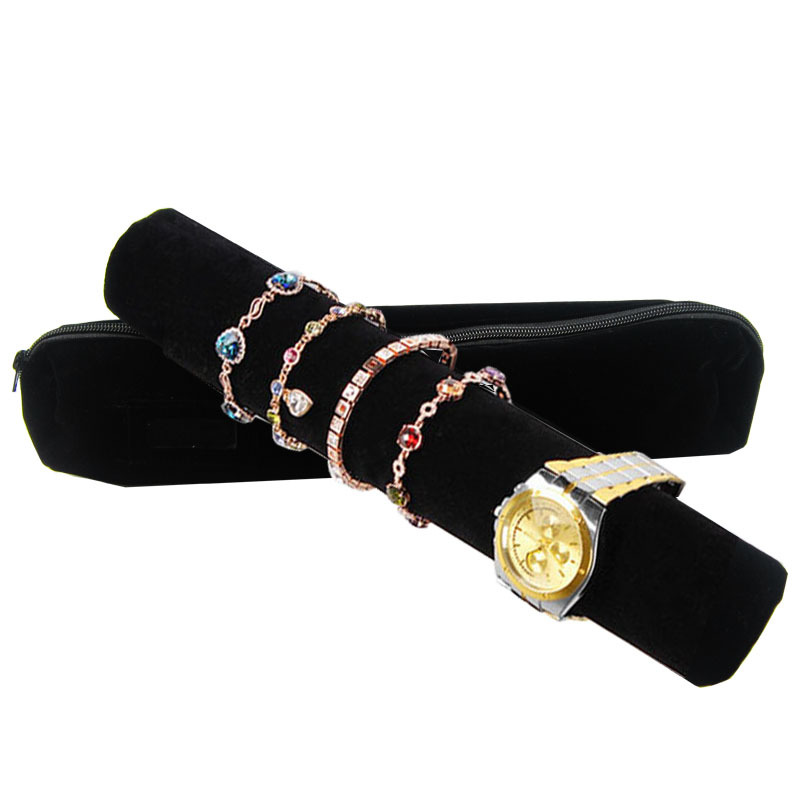 黑绒手链手镯手表珠宝首饰收纳卷包便携外出参展卷包旅行收纳袋