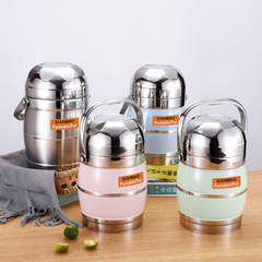 Foreign trade stainless steel insulated lunch box with bowl lid, multi-layer pot, large capacity lunch box, lunch box for office workers, cross-border