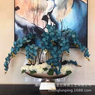 船型正方底座落地大花瓶酒店商场乔迁玻璃钢花器客厅花插摆件家居