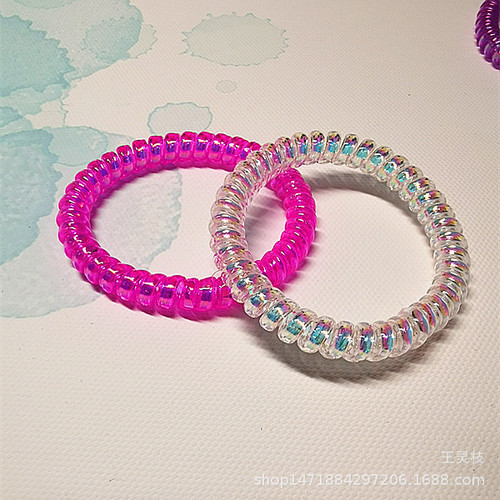 Korean version thin transparent AB color phone wire loop laser shiny colorful shiny colored bracelet headband head tie factory direct sales