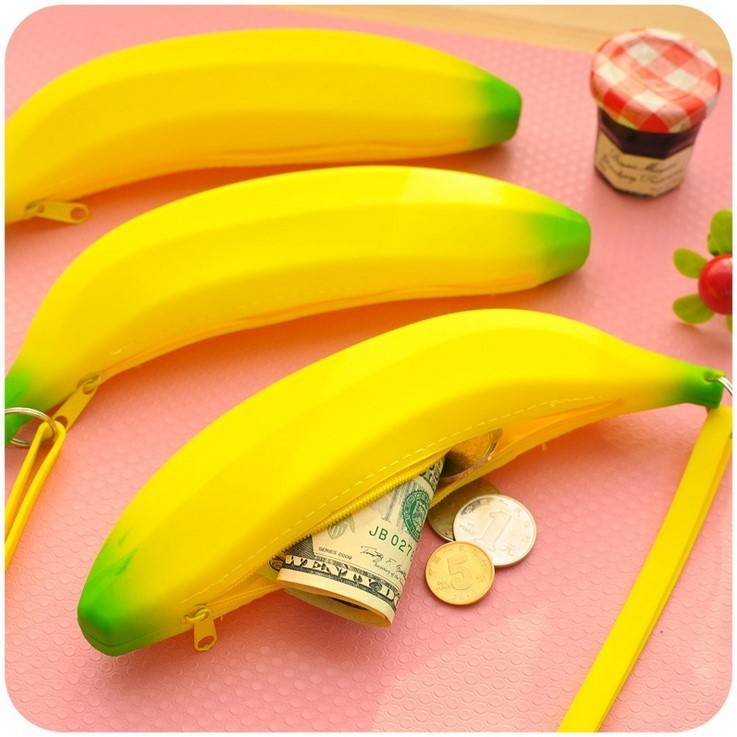 Creative Zipper Cute Mini Silicone Coin Purse Women Korean Style Student Banana Hand Coin Small Purse Pocket