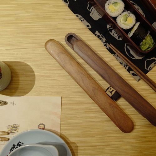 yfjy travel outfit outdoor portable wooden tableware chopsticks black walnut one person eating spoon fork chopsticks gift set