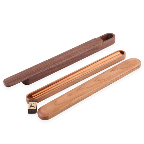yfjy travel outfit outdoor portable wooden tableware chopsticks black walnut one person eating spoon fork chopsticks gift set