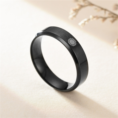 European and American Amazon's new 6mm moon and sun ring sun, moon and stars couple ring titanium steel men's and women's love finger