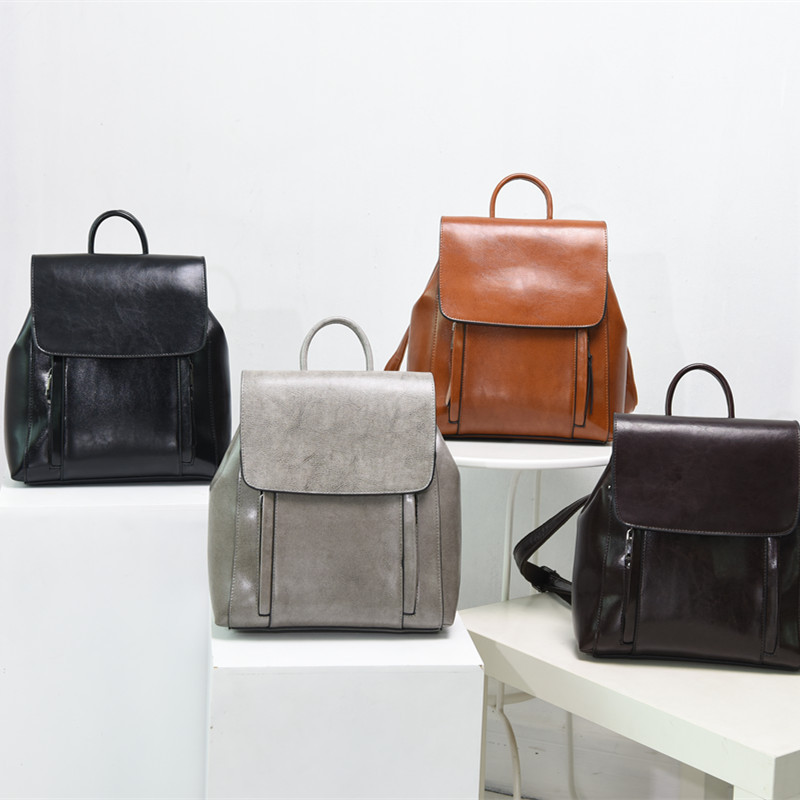 Women's Backpack, High-quality Genuine Leather Large Capacity Multi Interval Student Backpack, Can Be Slung Over One Shoulder._voghion.com