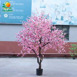 天昆仿真桃花树婚庆超市布景装饰假树室内外装饰PU树杆高仿真花树