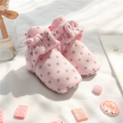 Hansheng baby socks, pure cotton baby shoes, soft-soled front shoes, high-top warm shoes, spring, autumn and winter styles