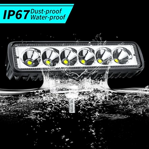 Car LED work light 12V-24V 6 inch one-shaped 6 light 18W modified light engineering spotlight