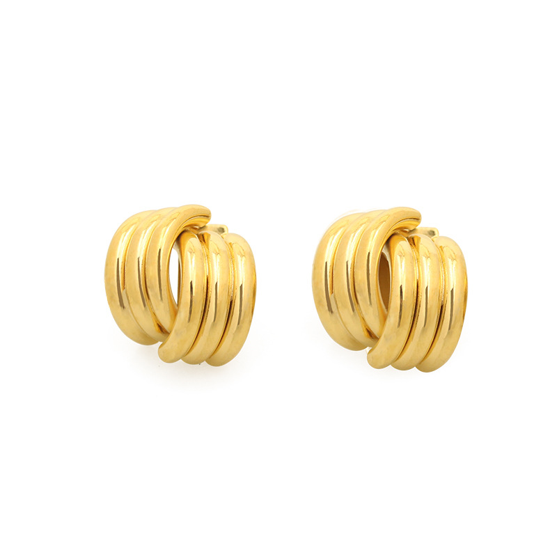 Pendientes de latón con baño de oro real, diseño de líneas personalizadas, estilo minimalista y moderno para mujer, con aguja de plata 925. image 7