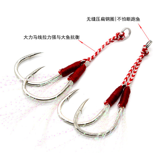 Manufacturers wholesale fish hooks with barbs, sharp blood grooves, iron hooks, flattened double circles, outdoor fishing supplies, fishing gear