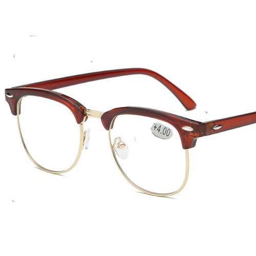 Half-frame reading glasses, retro resin reading glasses for the elderly, glasses frames, street stalls, manufacturers, wholesale reading glasses