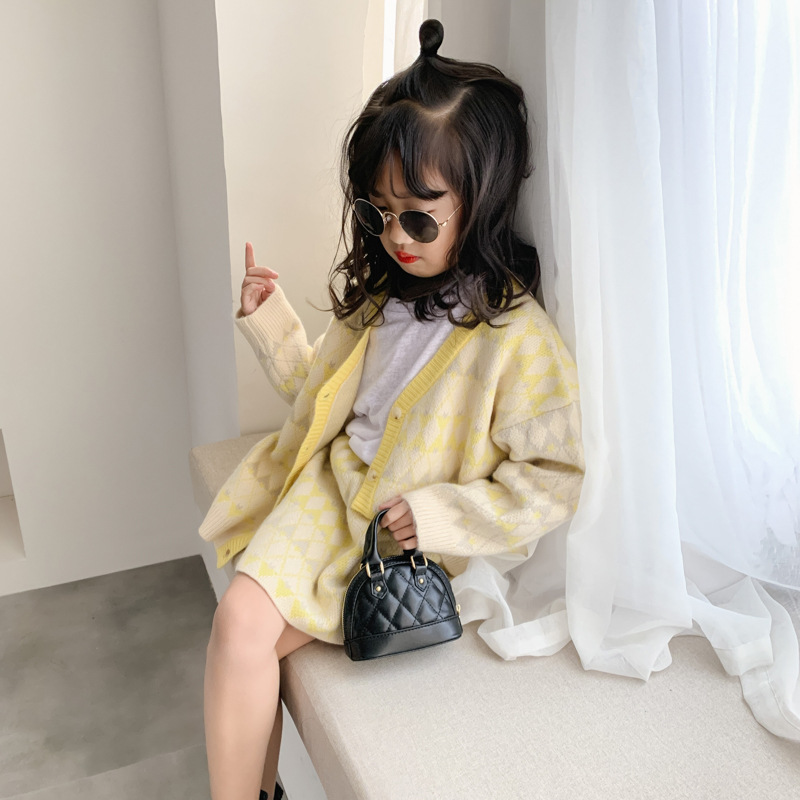 Bolso para niños de estilo coreano 2021 otoño e invierno nuevo bolso de hombro lindo rombo mini bolso de concha de moda bolso de accesorios crossbody