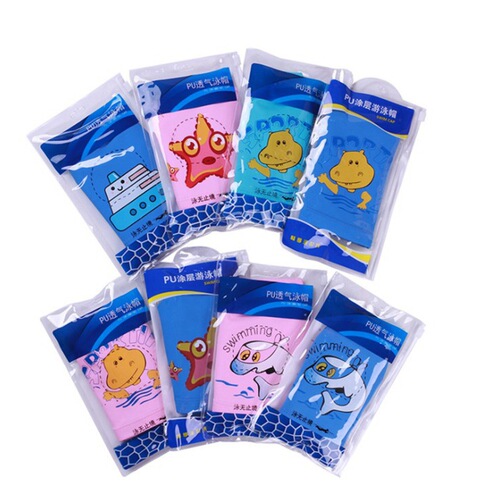 Children's Swim Cap for Boys and Girls, Cartoon Style PU Waterproof Ear Protection Swim Cap, Baby Swim Gear Wholesale