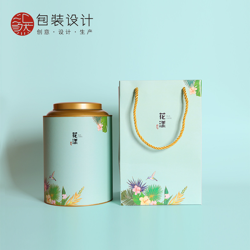 汇然高档大号茶叶罐礼盒装空盒圆罐密封存茶桶绿茶红茶通用包装盒
