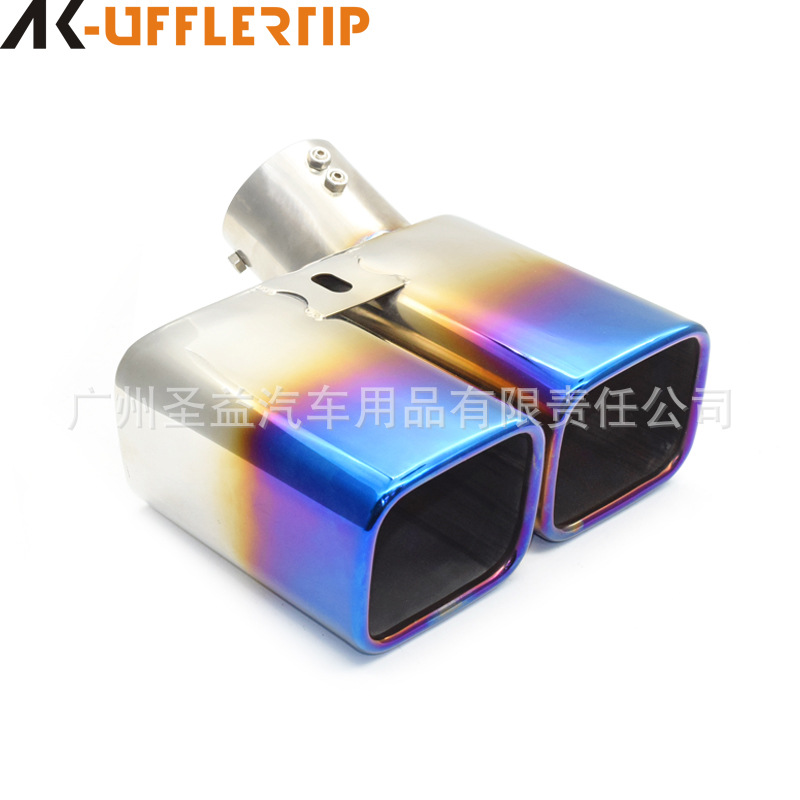 Adecuado para Toyota Alpha boca cuadrada Elfa tubo de escape modificación una salida dos cola boquilla 304 Acero inoxidable cola garganta