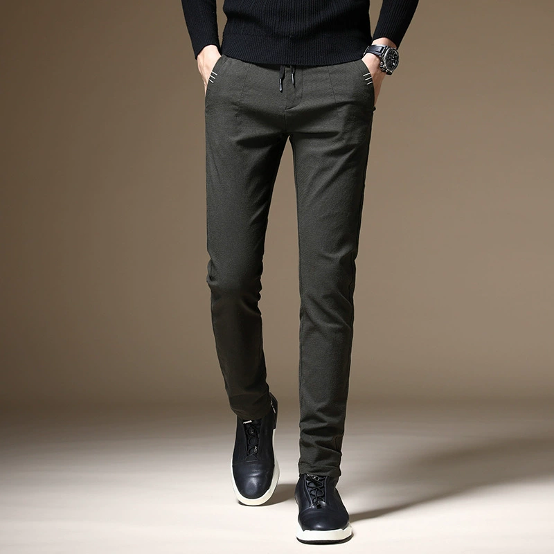 Летние трендовые черные кэжуал штаны, корейский стиль, slim fit, эластичный пояс