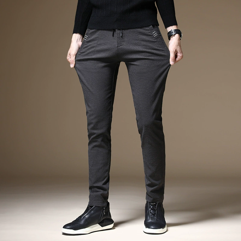 Летние трендовые черные кэжуал штаны, корейский стиль, slim fit, эластичный пояс