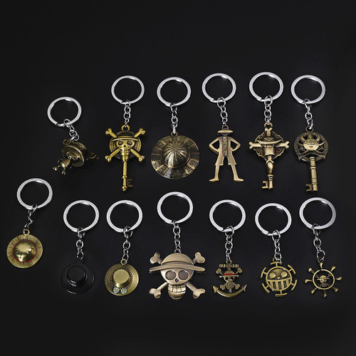Cartoon One Piece pirate Luffy key chain chain straw hat skull logo animation peripheral metal small pendant