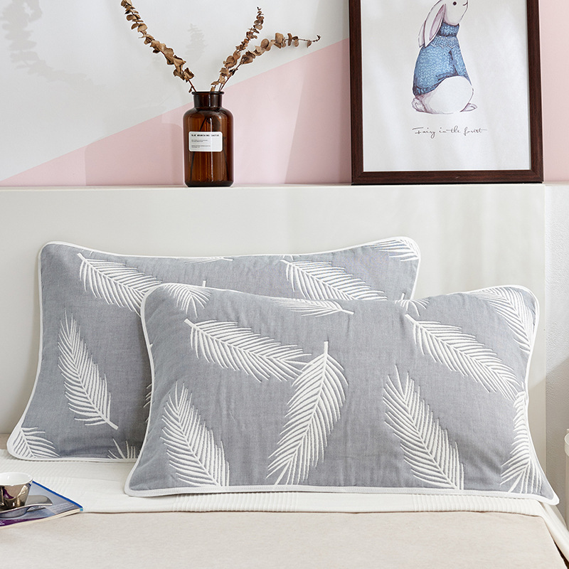 Baihua Towel】Manufacturer wholesale Taobao one-piece satin six-layer gauze pillow towel for adults, one pair